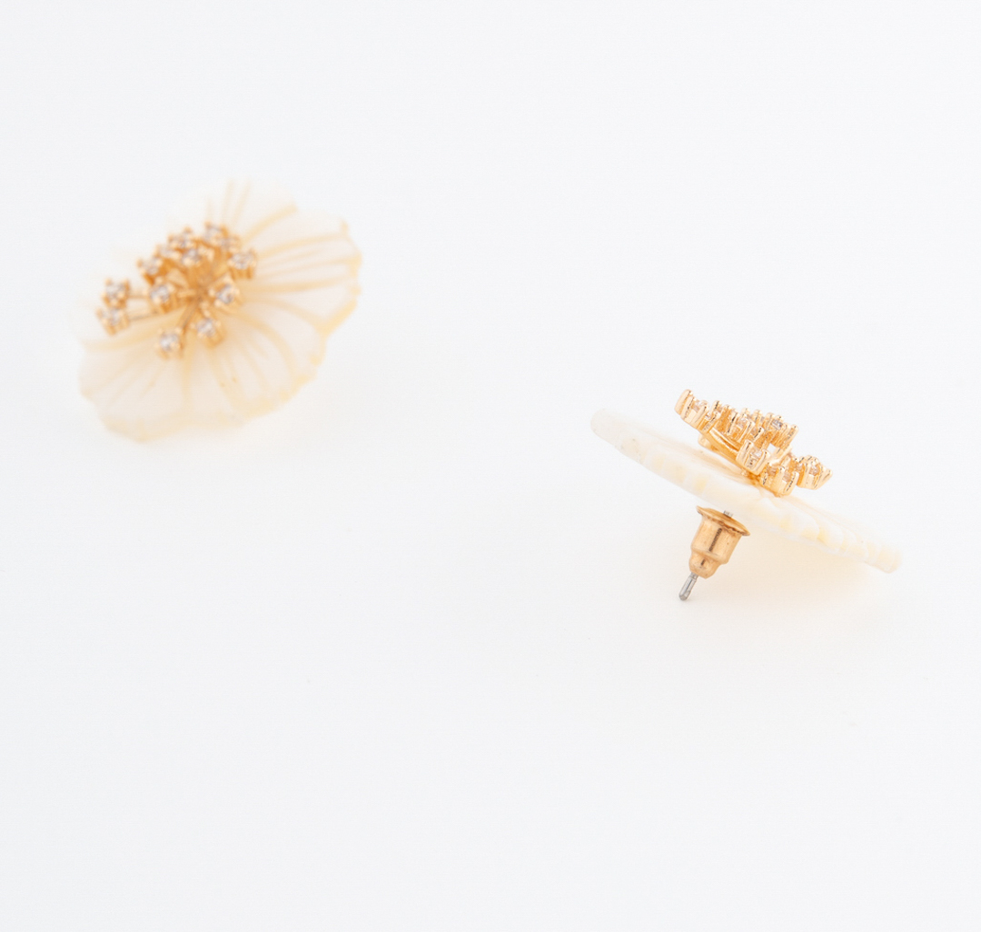 Серьги Мармалато, цвет Молочный-прозрачный-золото #2