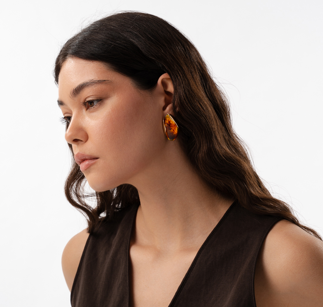 Серьги Мармалато, цвет коричневый-золото #3