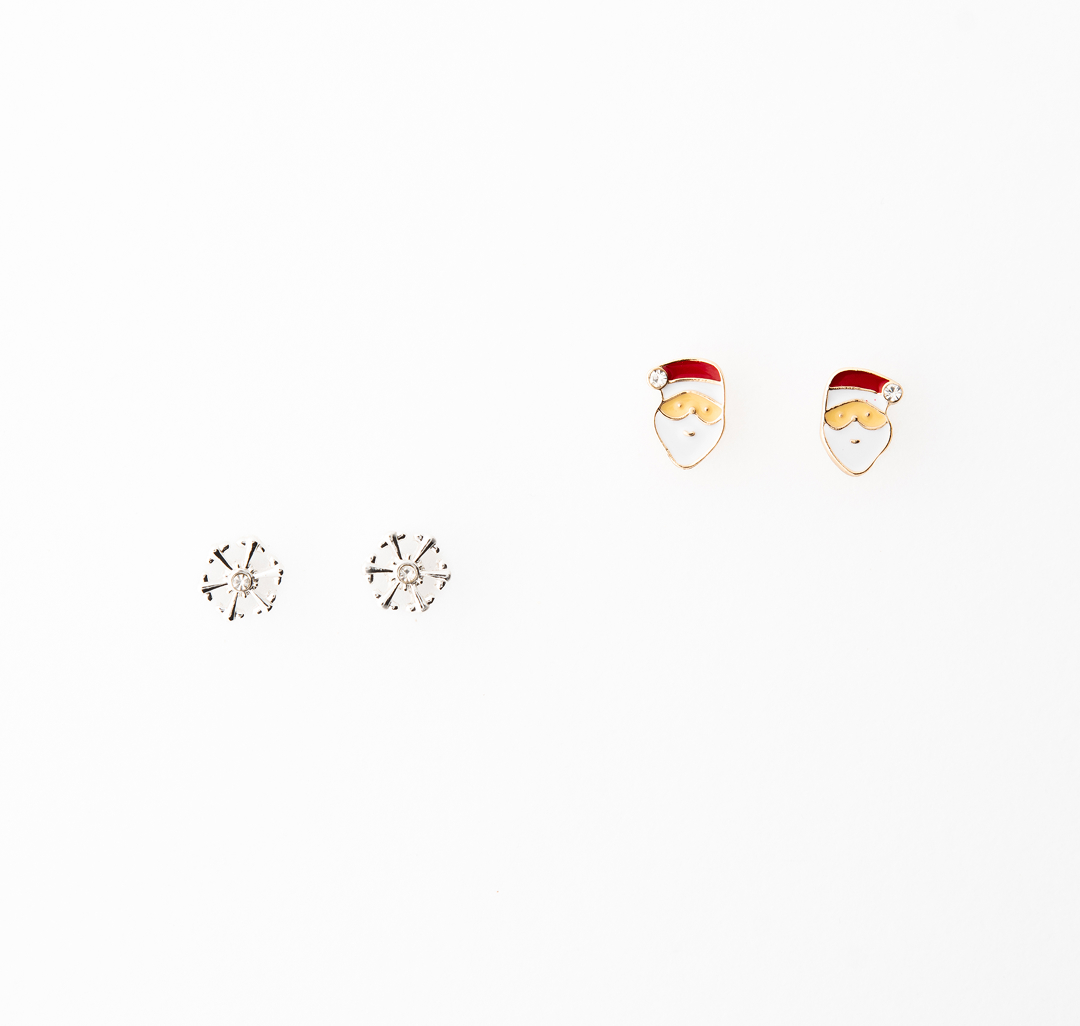 Набор серег (2 пары) Мармалато, цвет Белое серебро-красный-белый #1