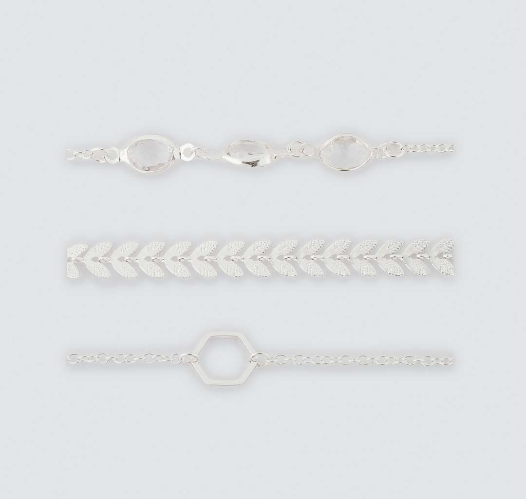 Набор браслетов (3 шт) Мармалато, цвет Серебро-прозрачный #1