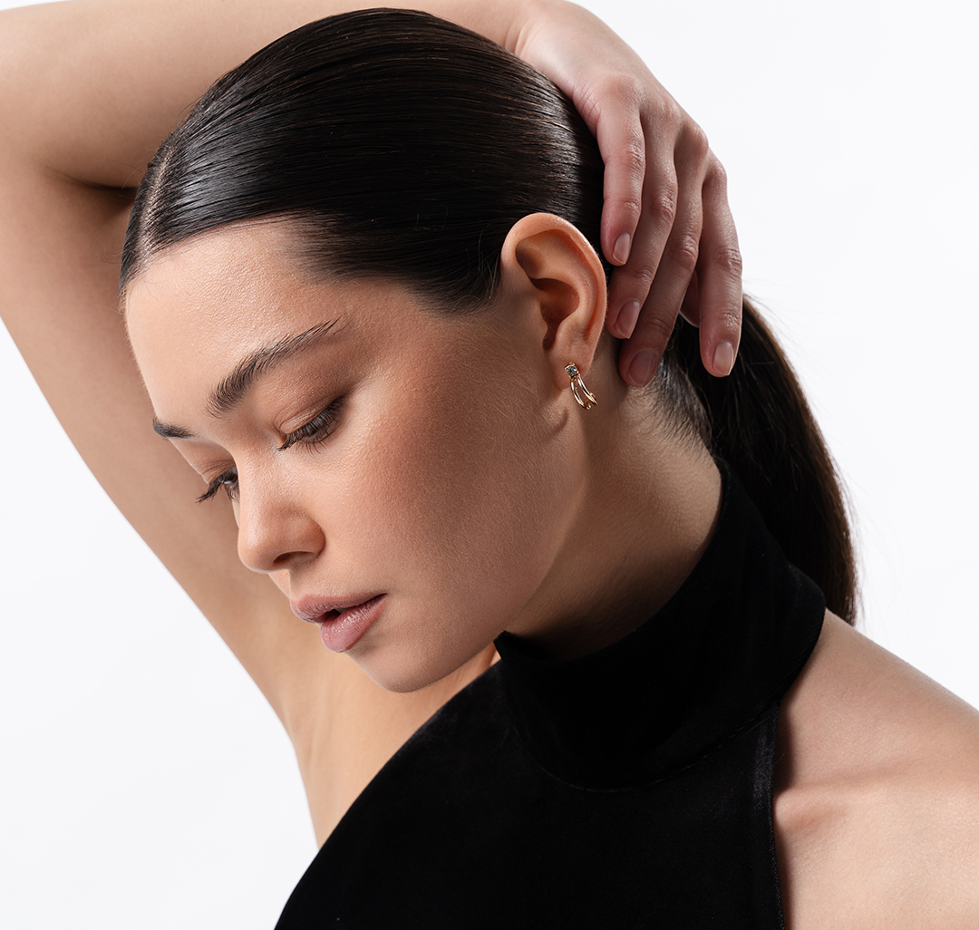 Набор серег (6 пар) Мармалато, цвет золото-прозрачный-жемчуг #10