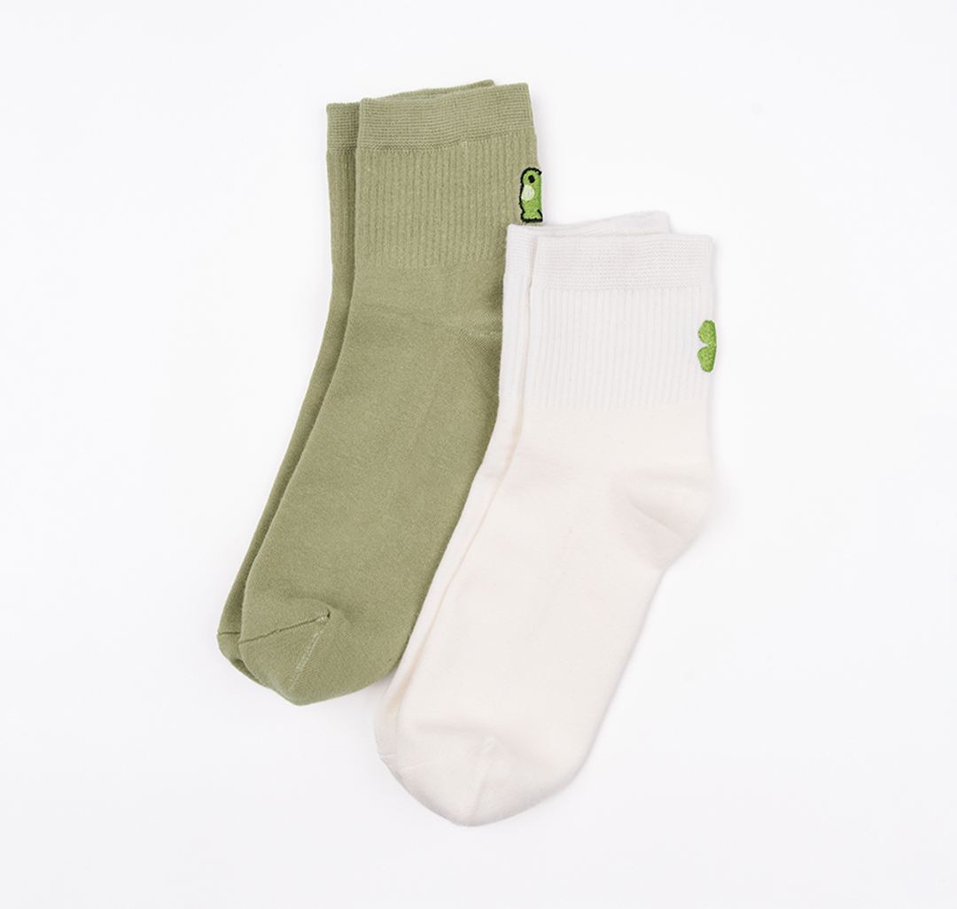 Носки (2 пары) Мармалато, цвет хаки-белый-зеленый #2