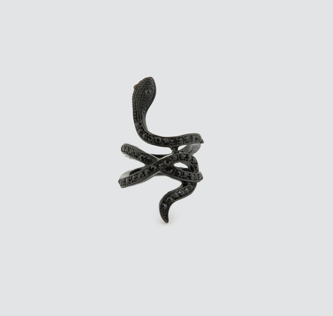 Кольцо черного цвета ювелирная бижутерия Мармалато, цвет Черный #1