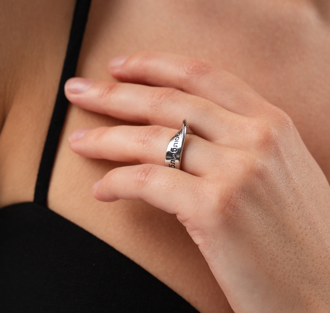 Кольцо Мармалато, цвет серебро-черный #1