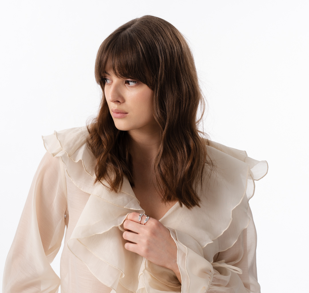 Кольцо Мармалато, цвет Белое серебро #2