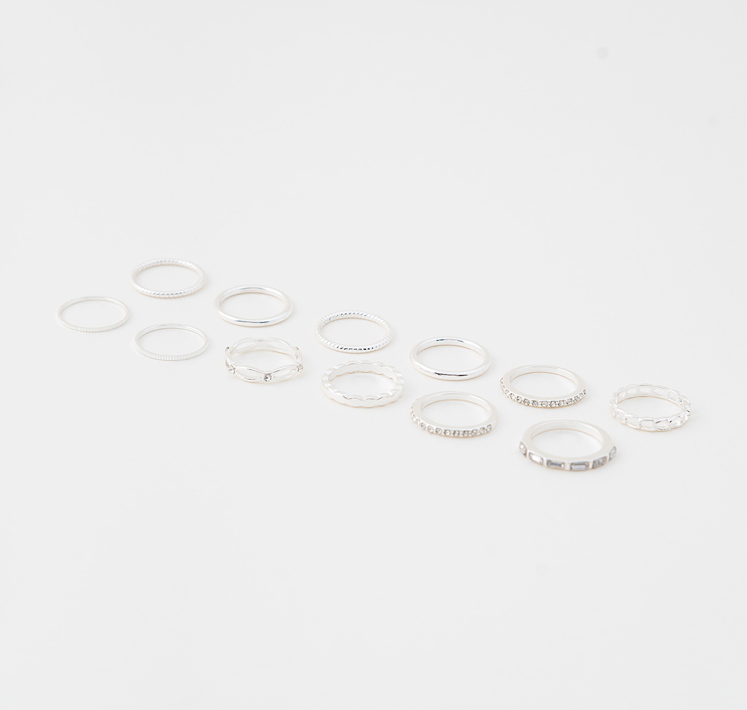 Набор колец (12 шт) Мармалато, цвет белое серебро-прозрачный #1