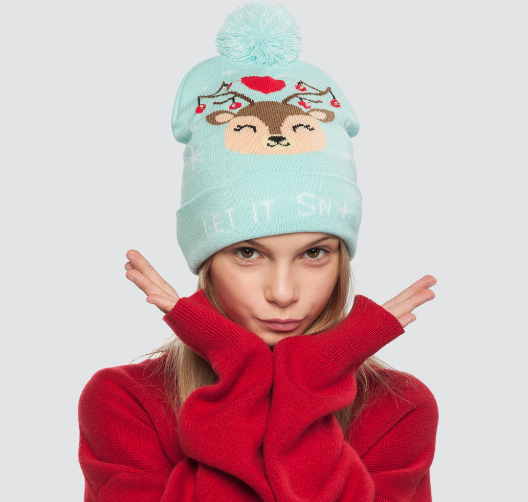Женская шапка let it snow Мармалато, цвет Мятный-коричневый-мультиколор #1