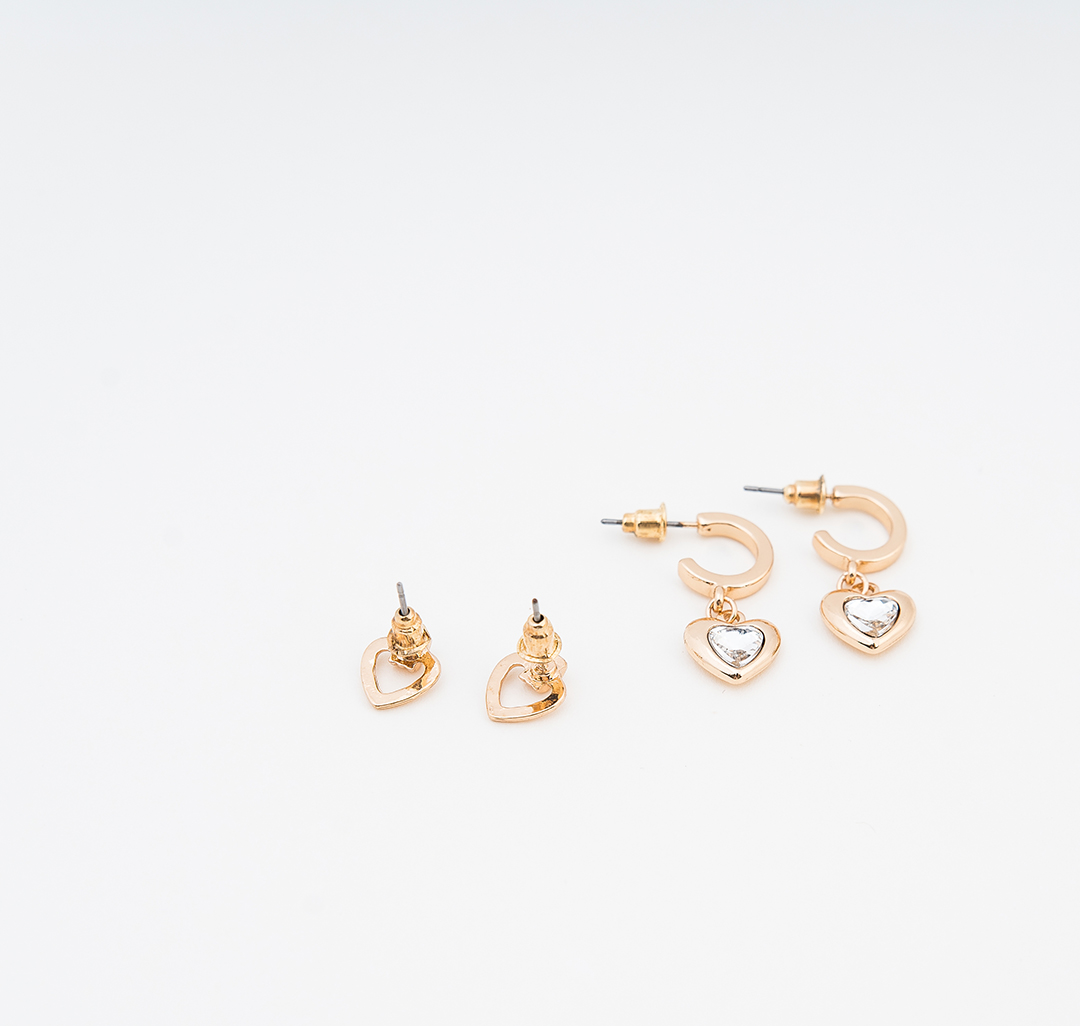 Набор серег (6 пар) Мармалато, цвет золото-прозрачный-жемчуг #7