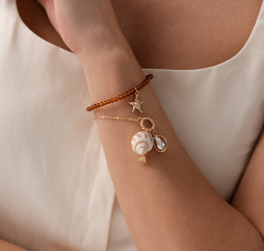 Набор браслетов (2 шт) Мармалато, цвет золото-коричневый-мультиколор #2