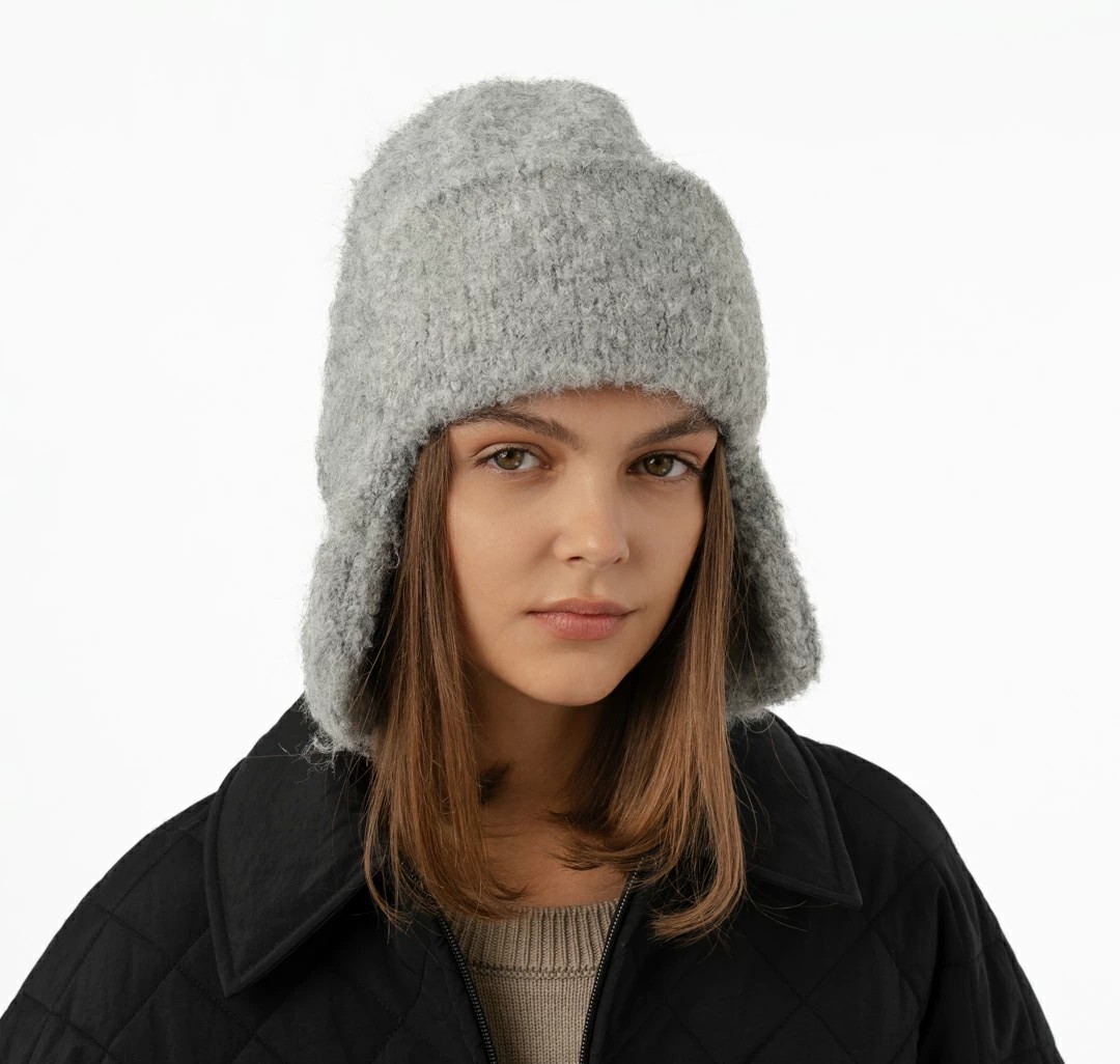Шапка-ушанка Мармалато, цвет Светло-серый #1