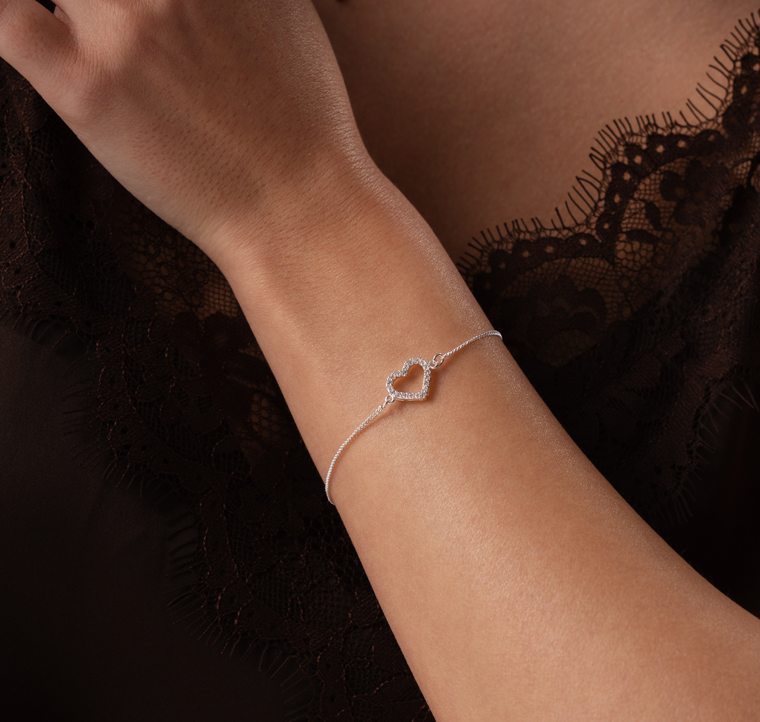 Браслет Мармалато, цвет белое серебро-прозрачный #1