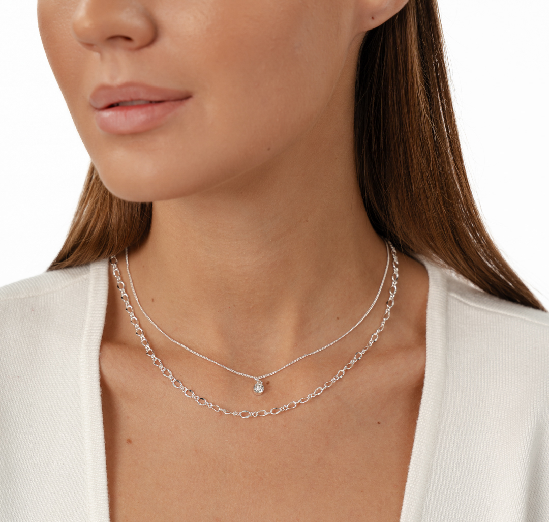 Набор колье(2 шт) Мармалато, цвет белое серебро-прозрачный #5