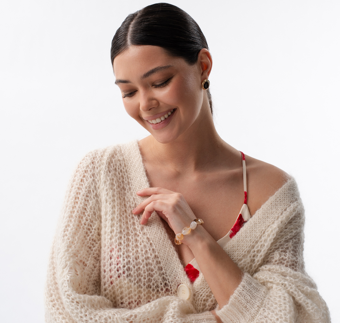 Браслет Мармалато, цвет молочный-бежевый-коричневый #1