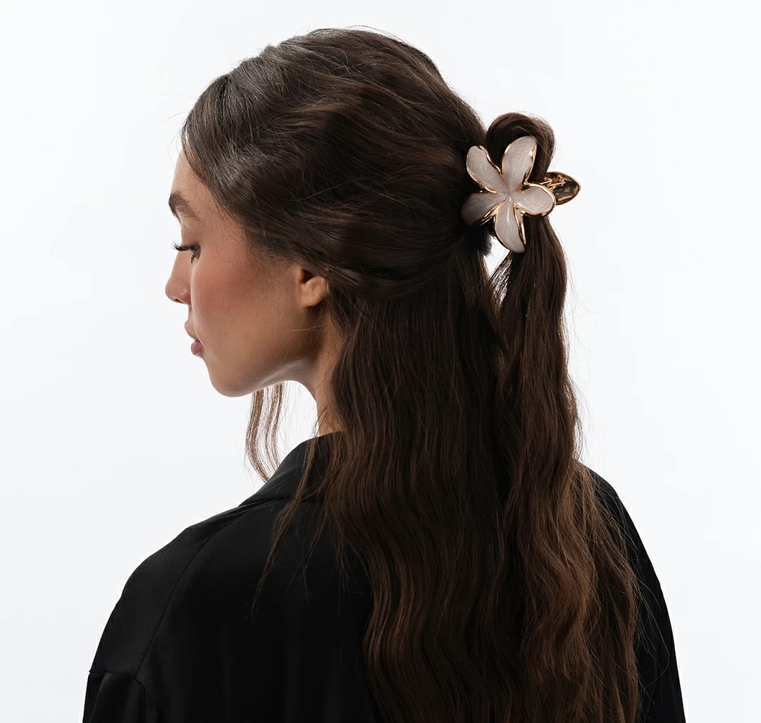 Заколка-краб Мармалато, цвет молочный-золото #4