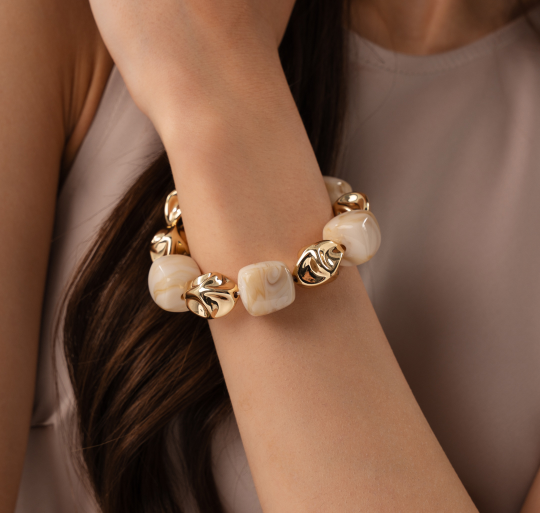 Браслет Мармалато, цвет бежевый-золото #3