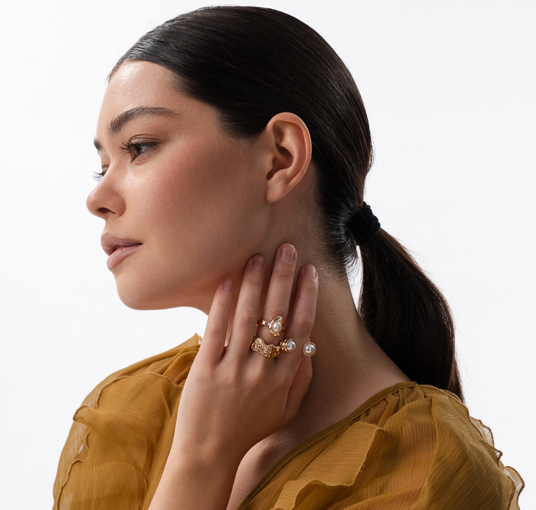 Набор колец (4 шт) Мармалато, цвет золото #3