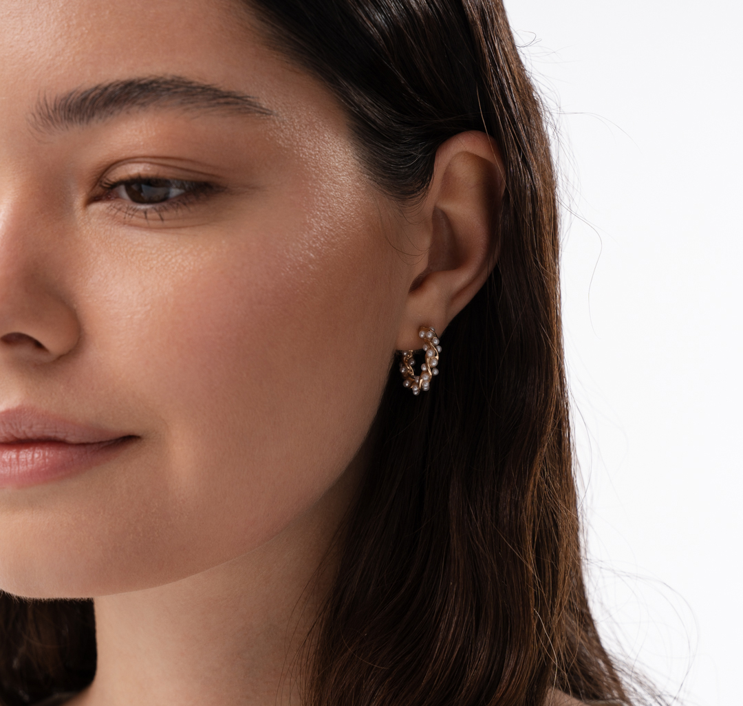 Серьги Мармалато, цвет золото-жемчуг #1