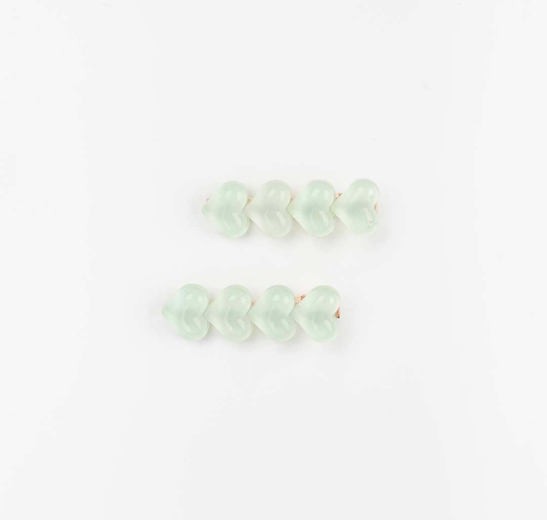 Набор зажимов (2 шт) Мармалато, цвет светло-зеленый-золото #3