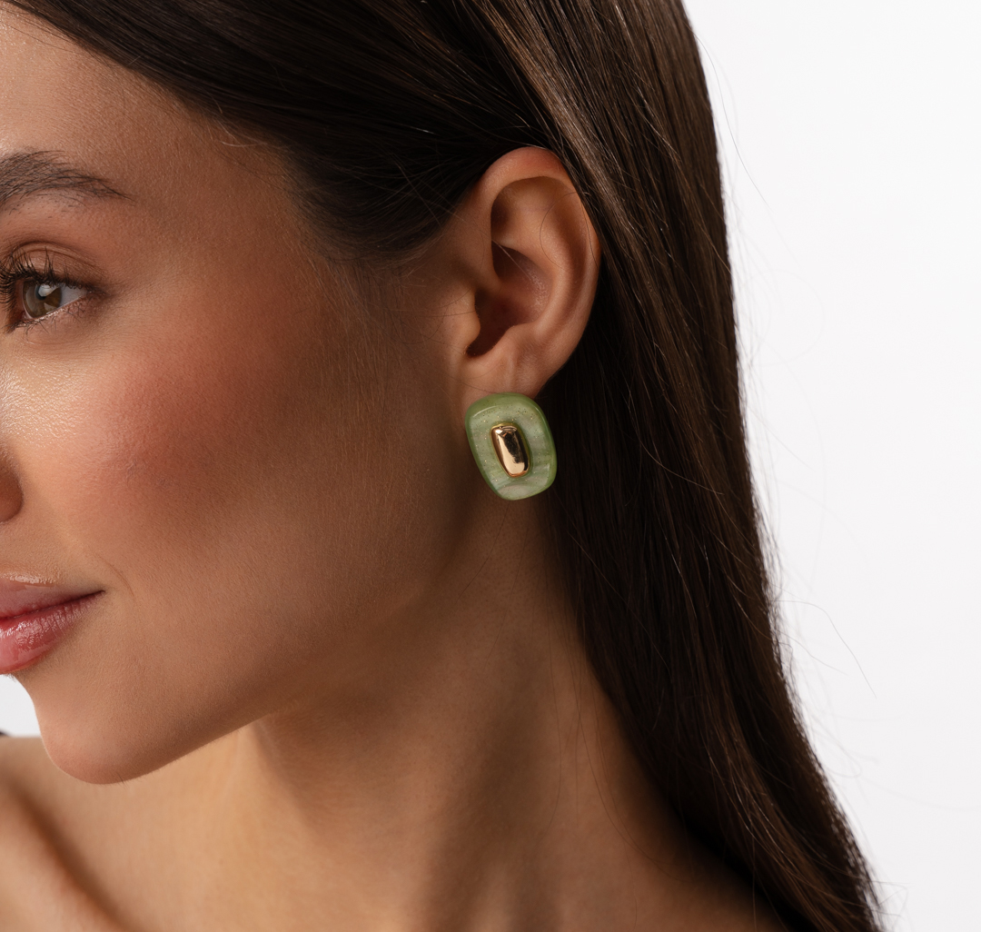 Серьги Мармалато, цвет зеленый-золото #1