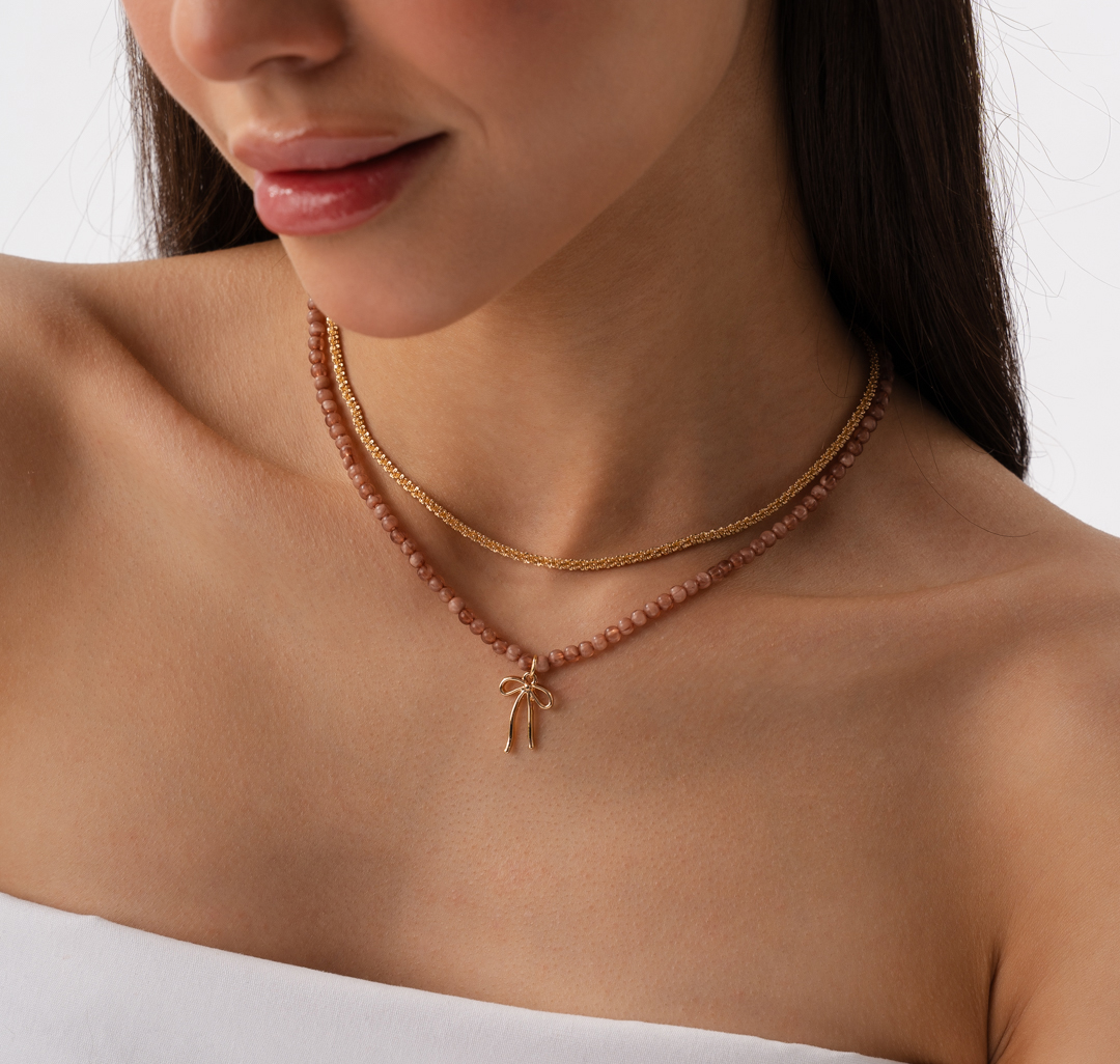 Набор колье (2 шт) Мармалато, цвет бежевый-золото #1