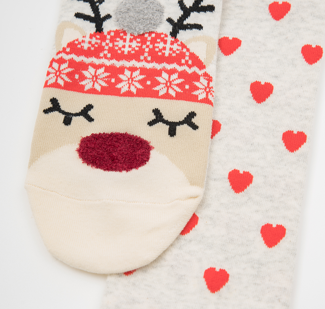 Носки (1 пара) Мармалато, цвет Серый-бежевый-красный #5