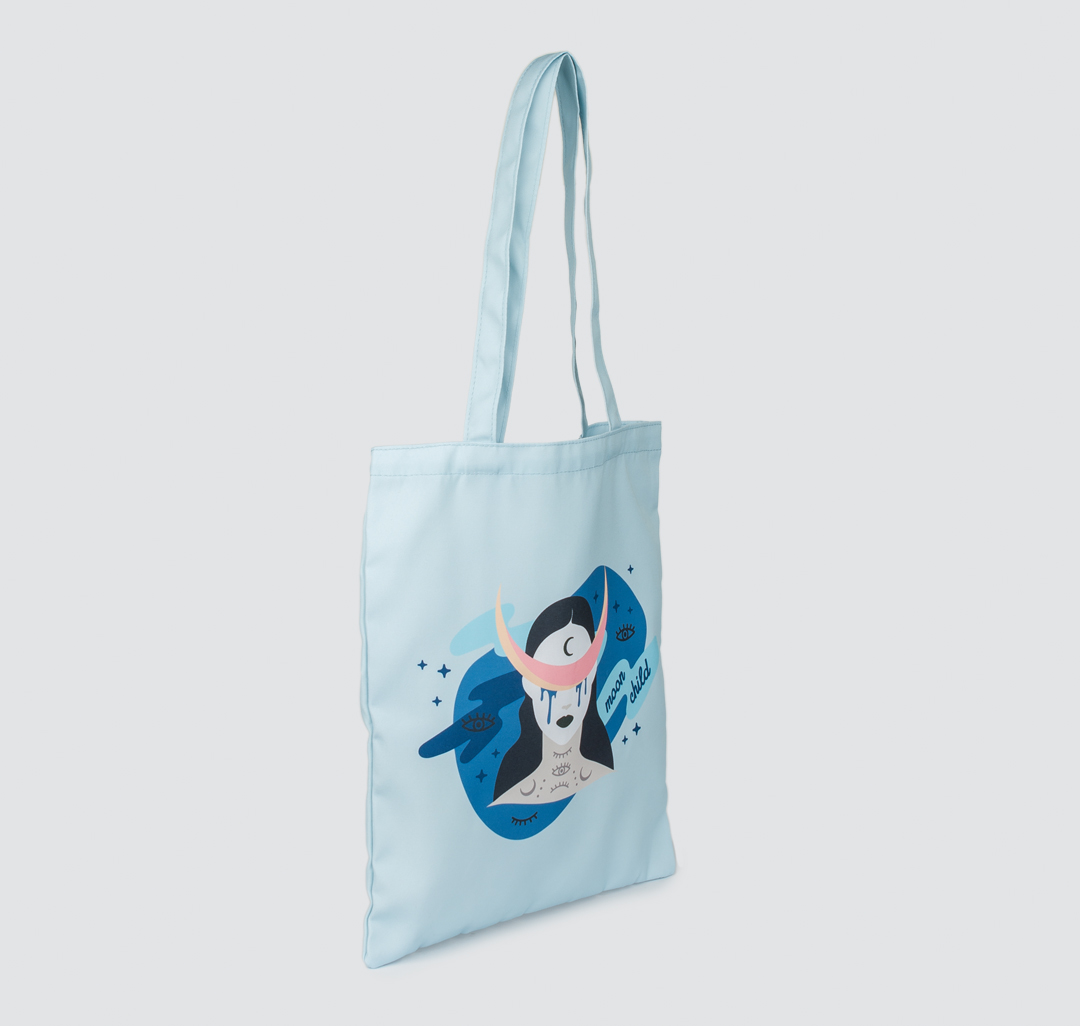 Голубая сумка шоппер с принтом Мармалато, цвет голубой-мультиколор #5
