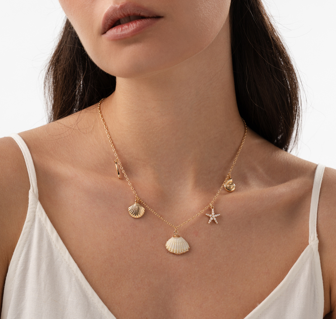 Колье Мармалато, цвет золото-молочный-мультиколор #1