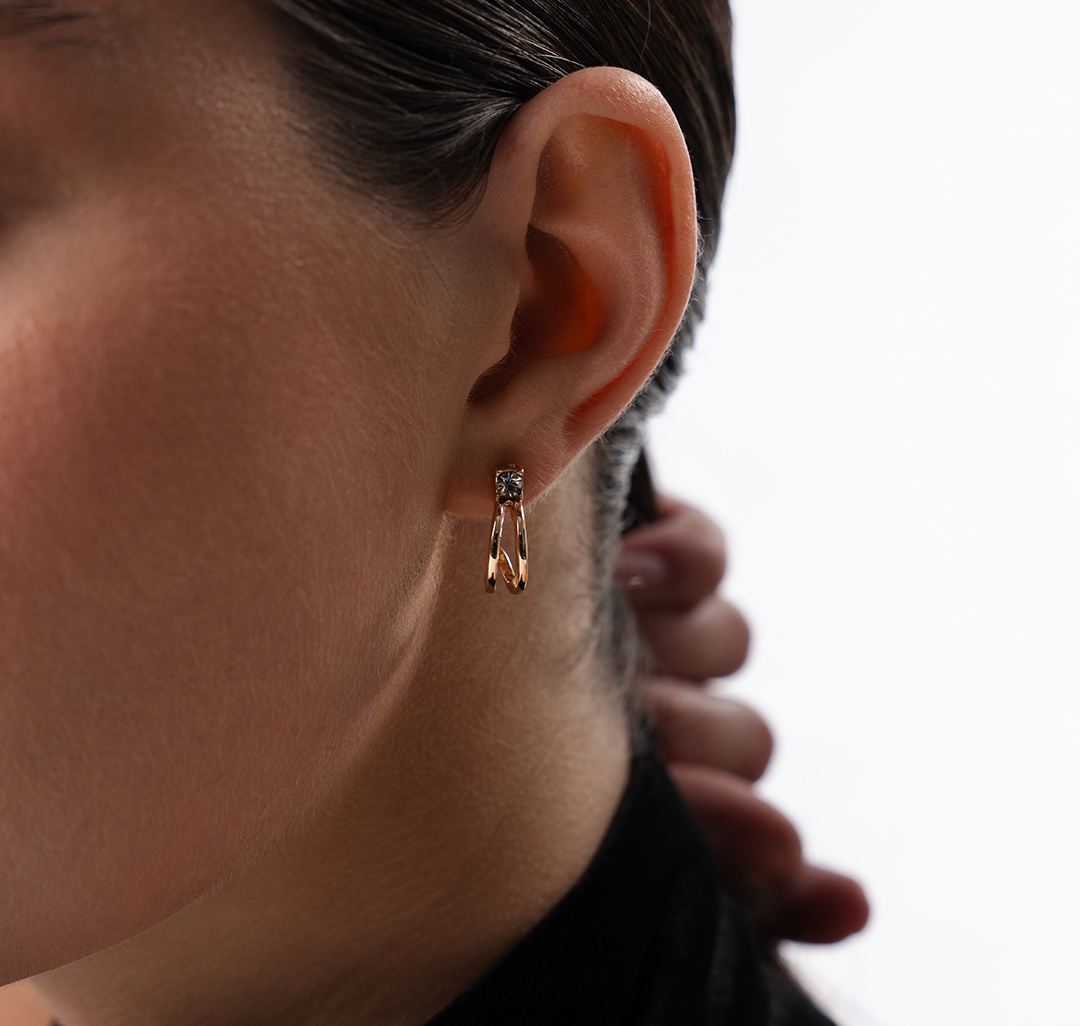 Набор серег (6 пар) Мармалато, цвет золото-прозрачный-жемчуг #11