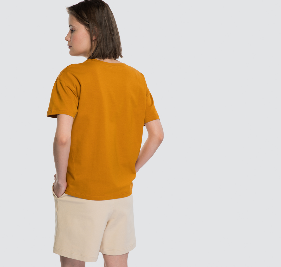 Женская футболка из хлопка Мармалато, цвет Желто-коричневый-черный #4