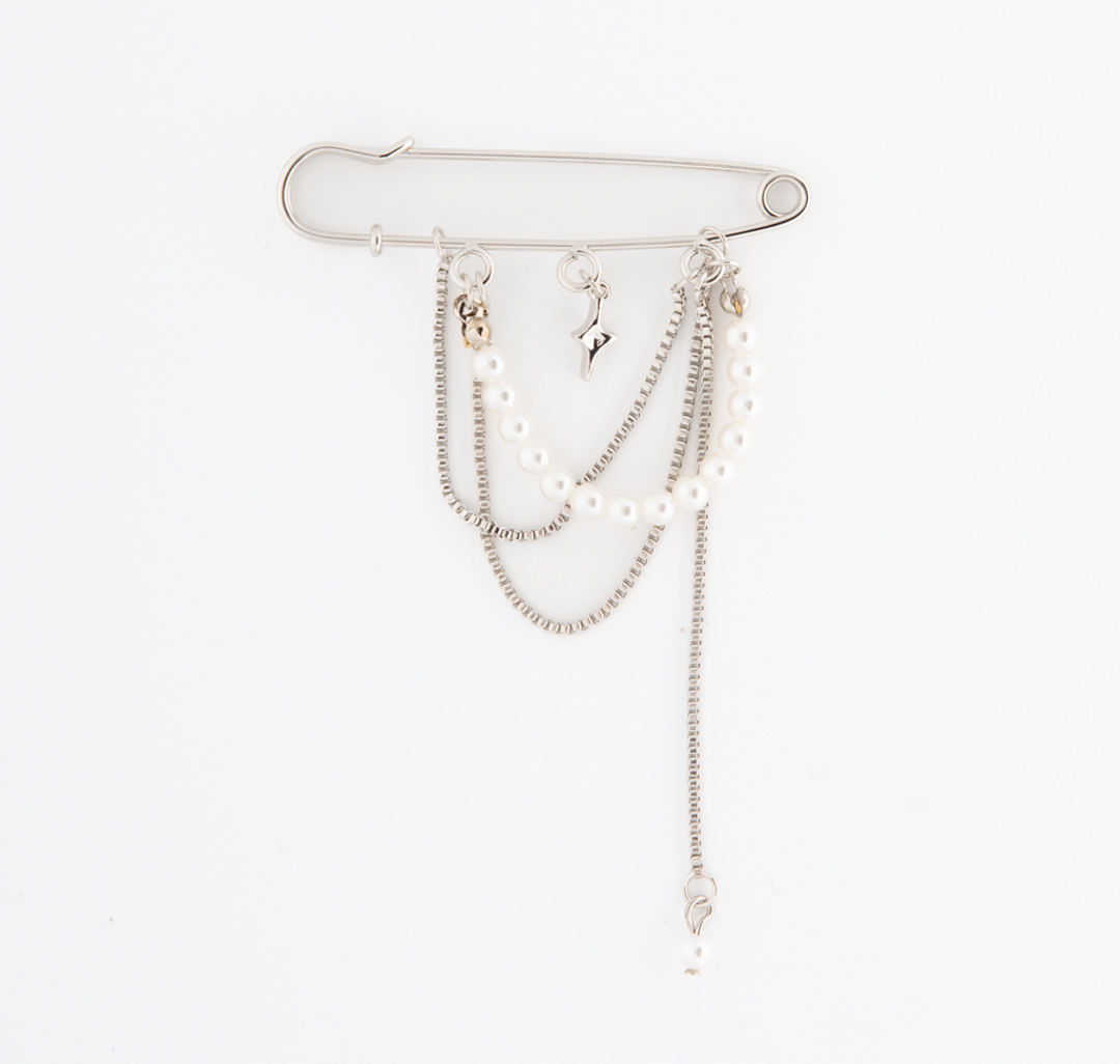 Брошь Мармалато, цвет белое серебро-белый жемчуг #1