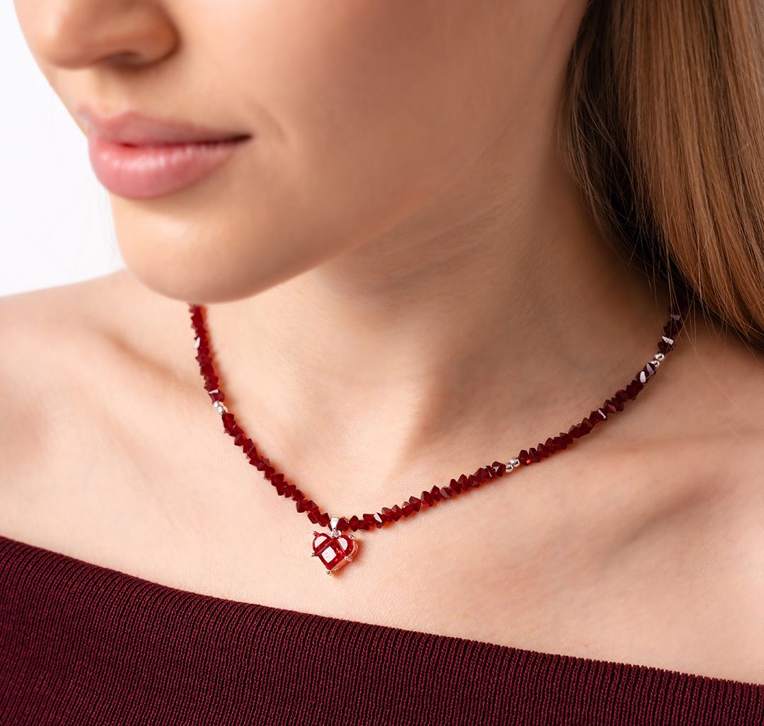 Колье Мармалато, цвет Винный-белое серебро #5