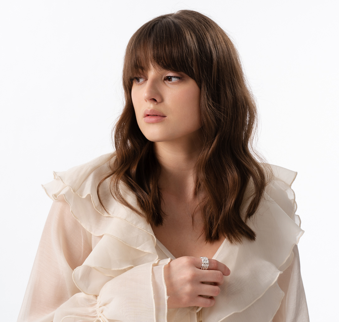 Кольцо Мармалато, цвет Белое серебро #2