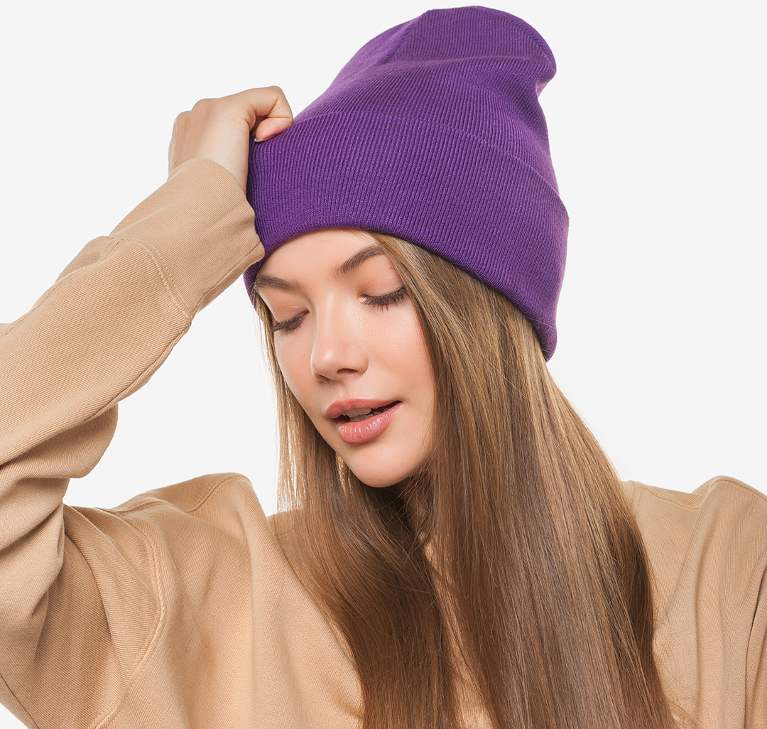 Фиолетвая шапка женская Мармалато, цвет Фиолетовый #1
