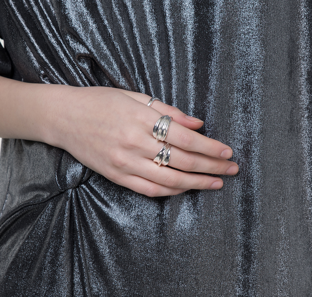 Набор колец (3 шт) Мармалато, цвет белое серебро #3