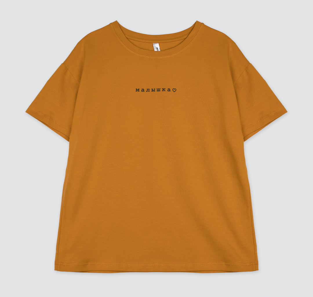 Женская футболка из хлопка Мармалато, цвет Горчичный-черный #3