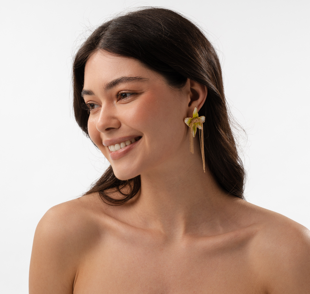 Серьги Мармалато, цвет золото-зеленый #3