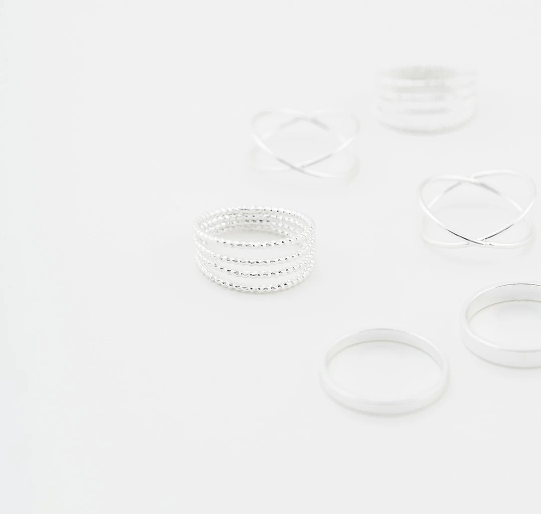 Набор колец (6 шт) Мармалато, цвет белое серебро #2