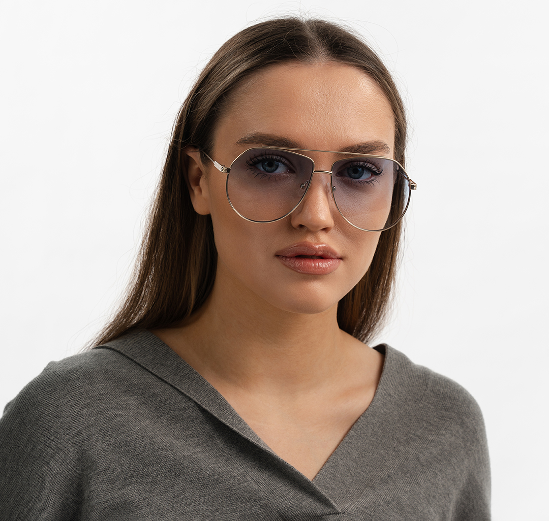 Очки с чехлом Мармалато, цвет светло голубой-золото #2