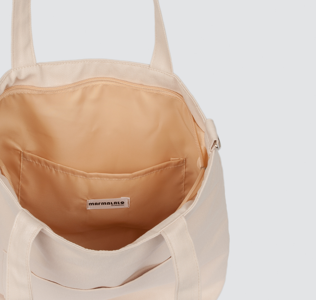 Бежевая текстильная сумка шоппер Мармалато, цвет бежевый-серебро #4