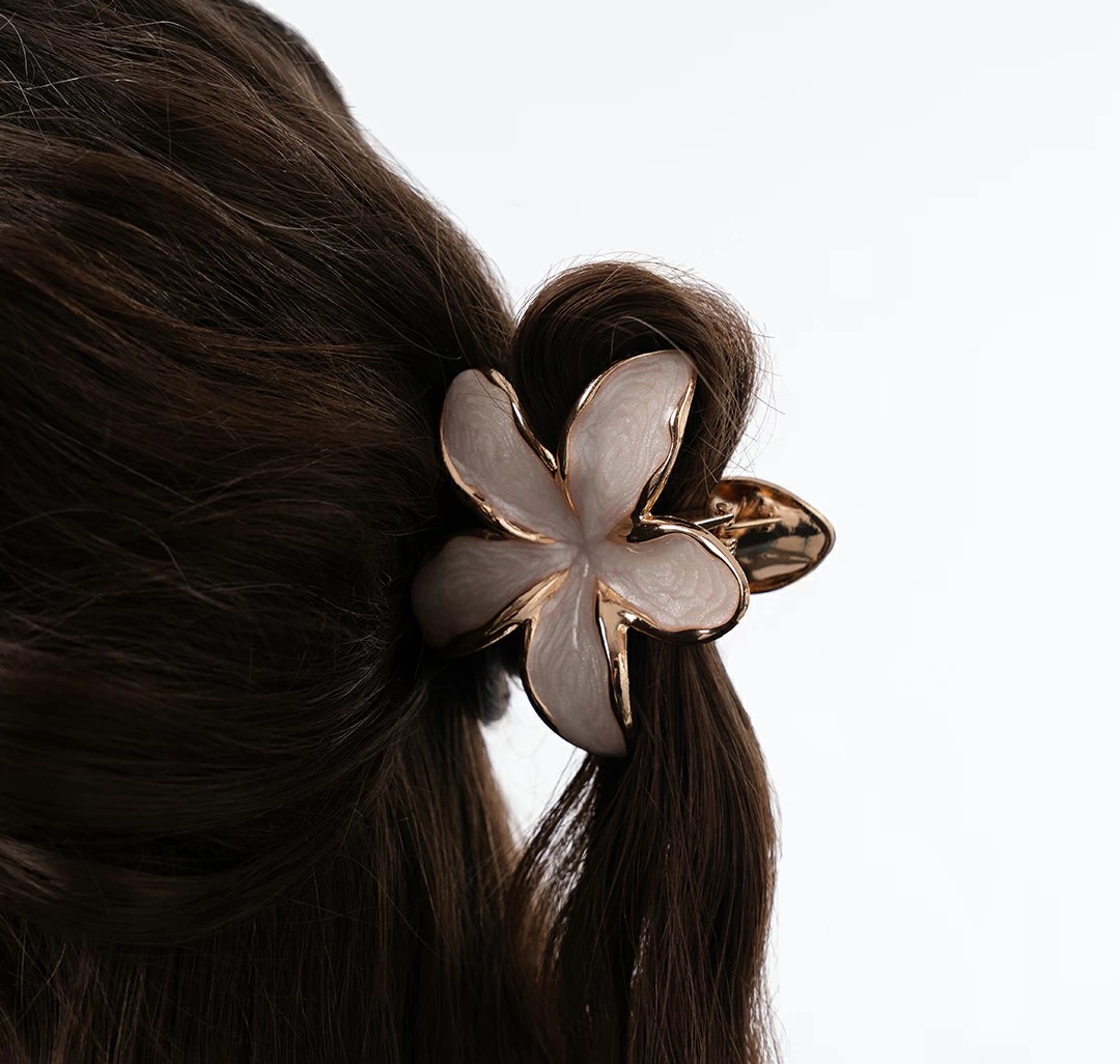 Заколка-краб Мармалато, цвет молочный-золото #5