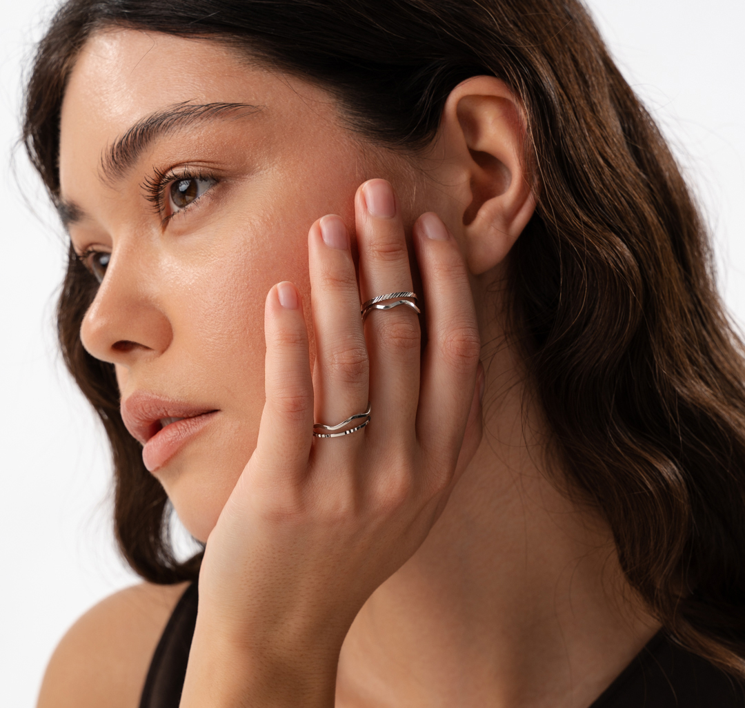 Набор колец (4 шт) Мармалато, цвет серебро #2