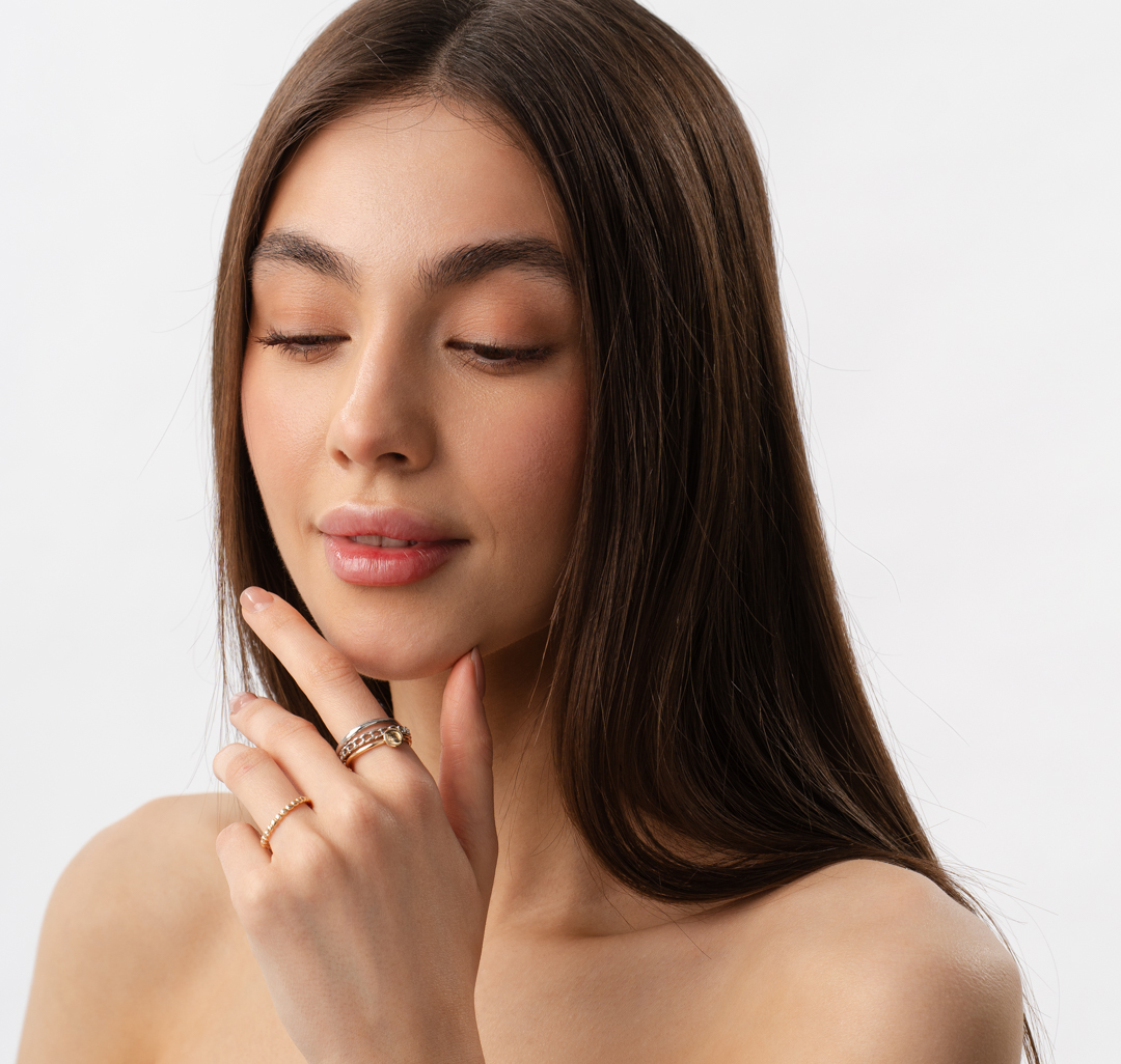 Набор колец (7 шт) Мармалато, цвет белое серебро-золото #3