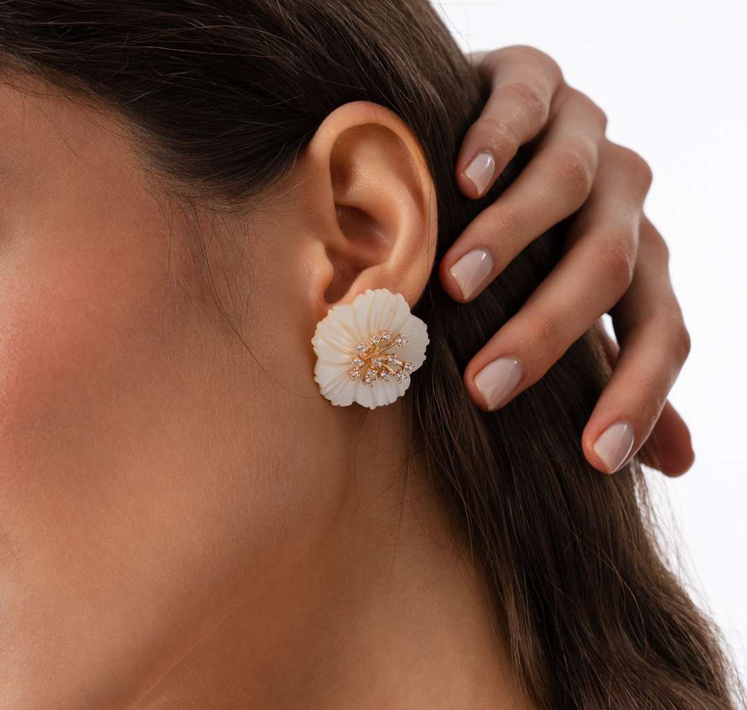 Серьги Мармалато, цвет Молочный-прозрачный-золото #5