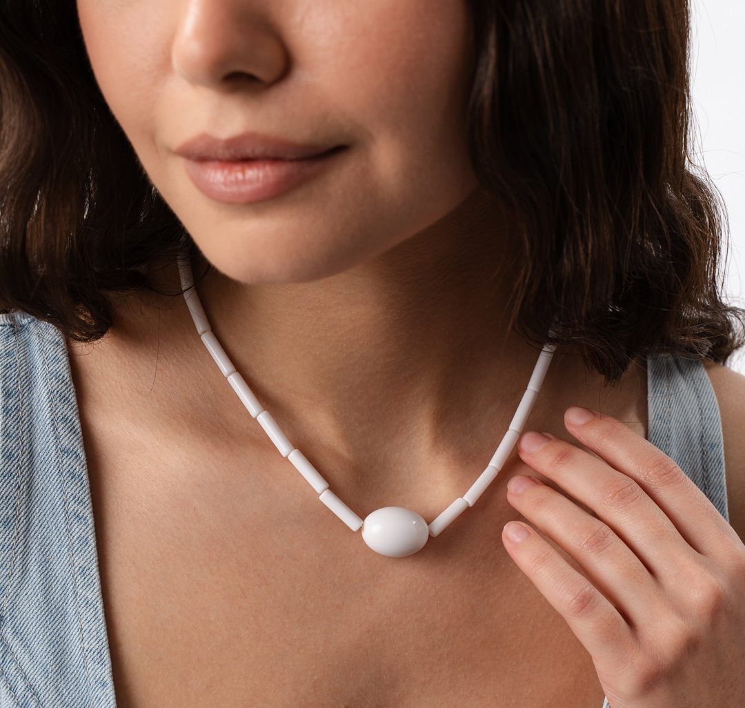 Колье Мармалато, цвет белый-белое серебро #1