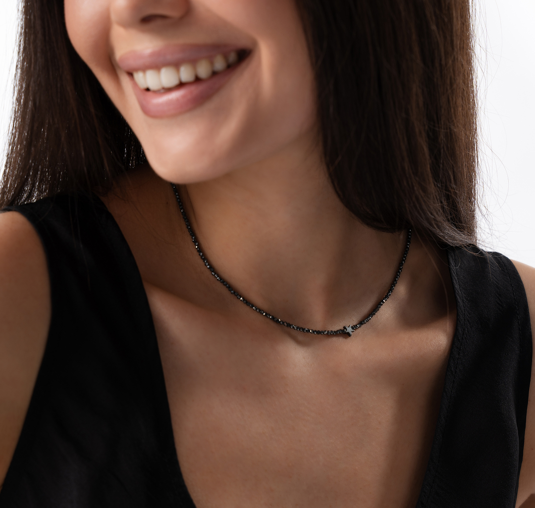 Колье Мармалато, цвет Черный-белое серебро #5