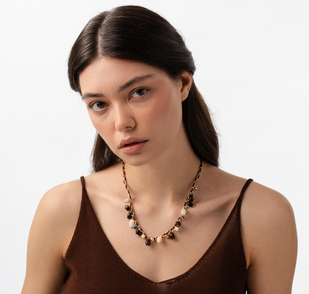 Колье Мармалато, цвет коричневый-золото-мультиколор #2