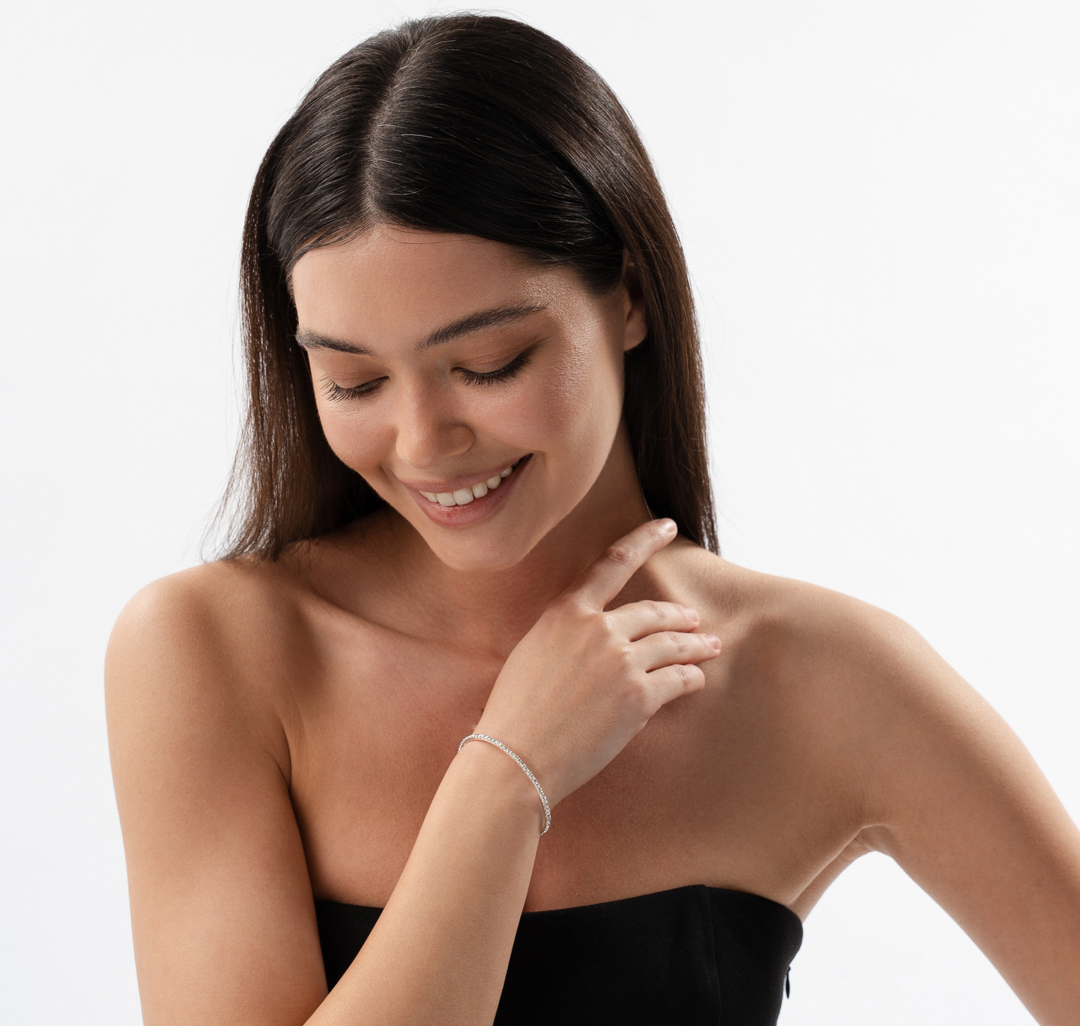 Браслет Мармалато, цвет белое серебро-прозрачный #3