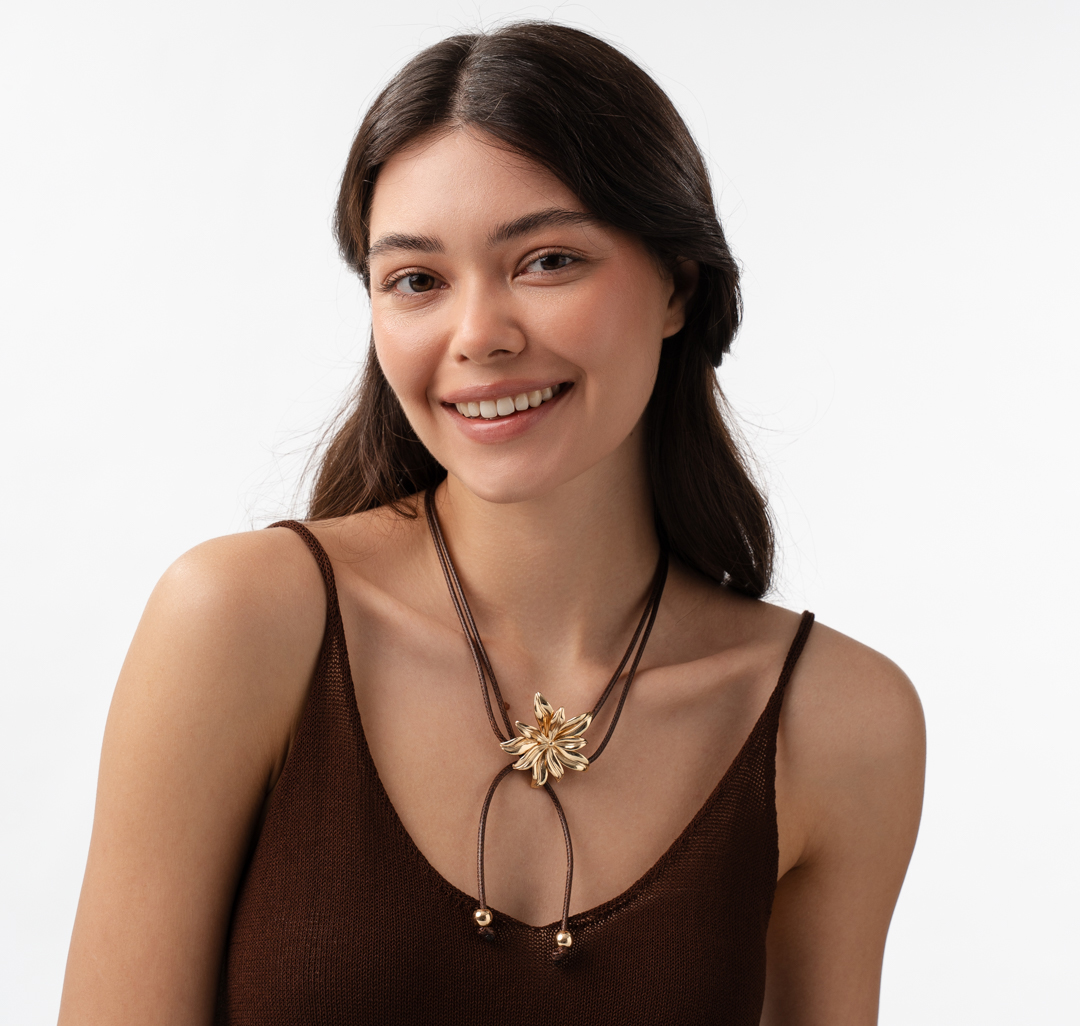 Колье Мармалато, цвет коричневый-золото #3