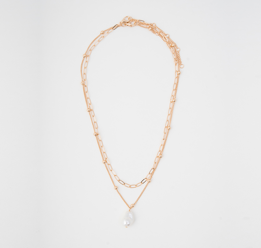 Набор колье (2 шт) Мармалато, цвет золото-жемчуг #1