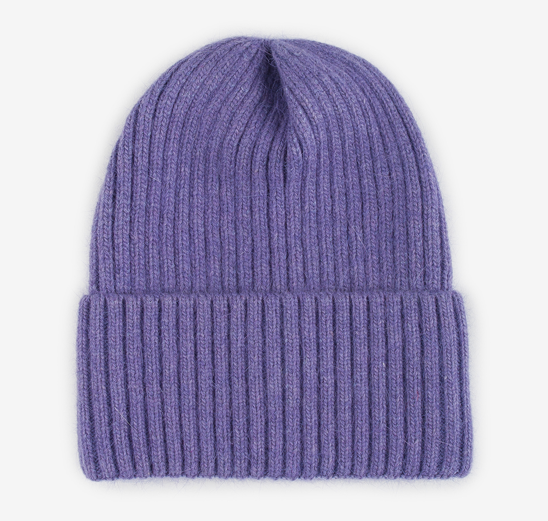 Женская шапка бини с отворотом Мармалато, цвет Фиолетовый #2
